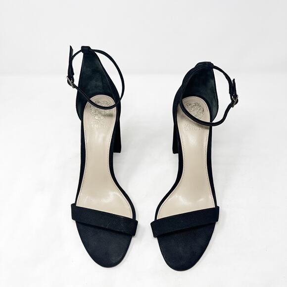 [Vince Camuto] Black Leather Mairana Minimalist Chunky Block Heel Sandals Sz 10 - Picture 5 of 12